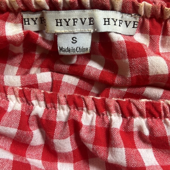 HYFVE Gingham Off The Shoulder Belted Romper Red White Cotton Women's S - Picture 4 of 4